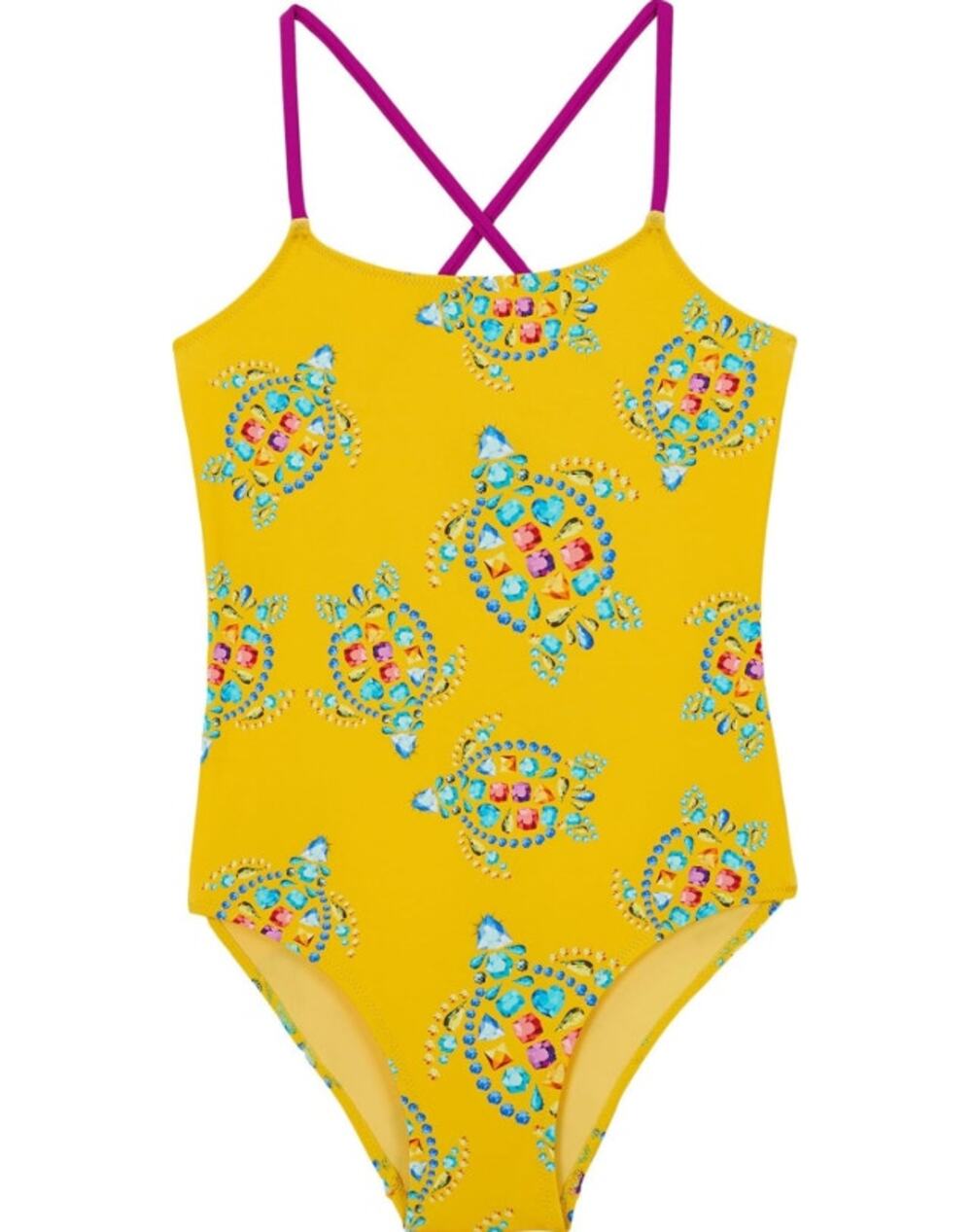 VILEBREQUIN Girl's Vendome Turtle Gim One Piece 10ANS Yellow Cross Back NWT